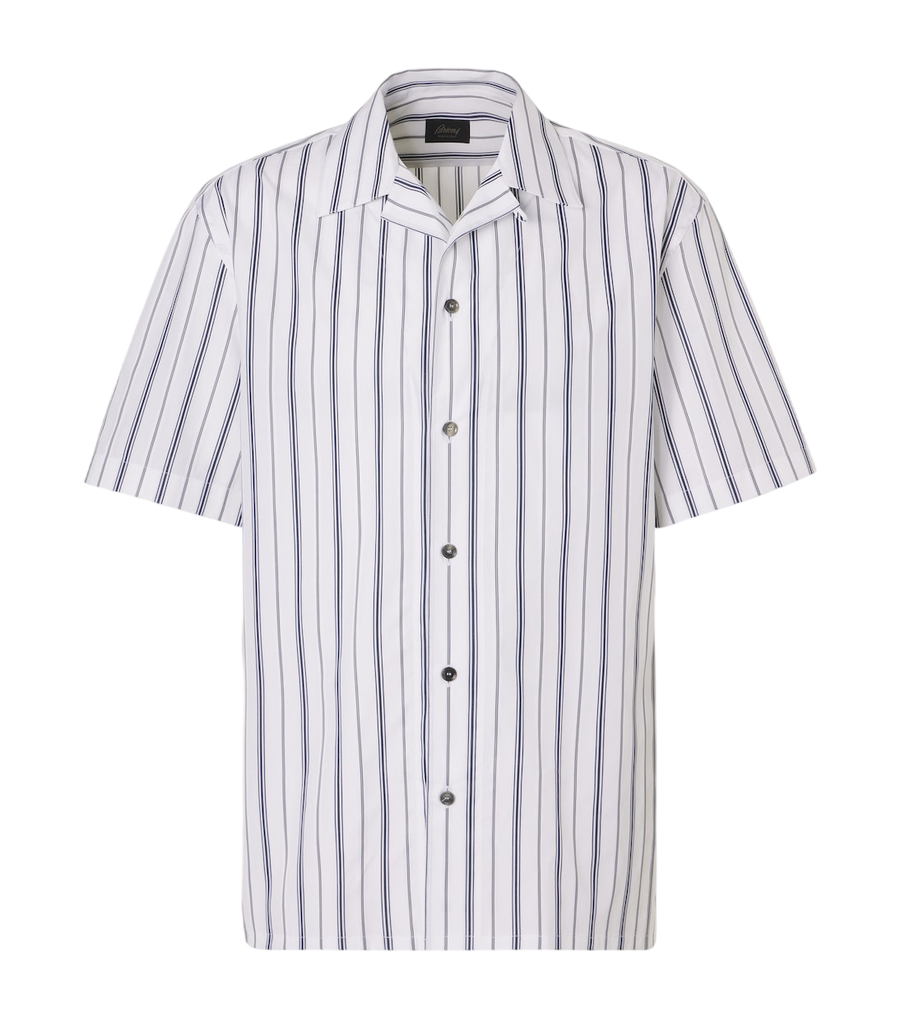 Brioni Striped cotton poplin bowling shirt