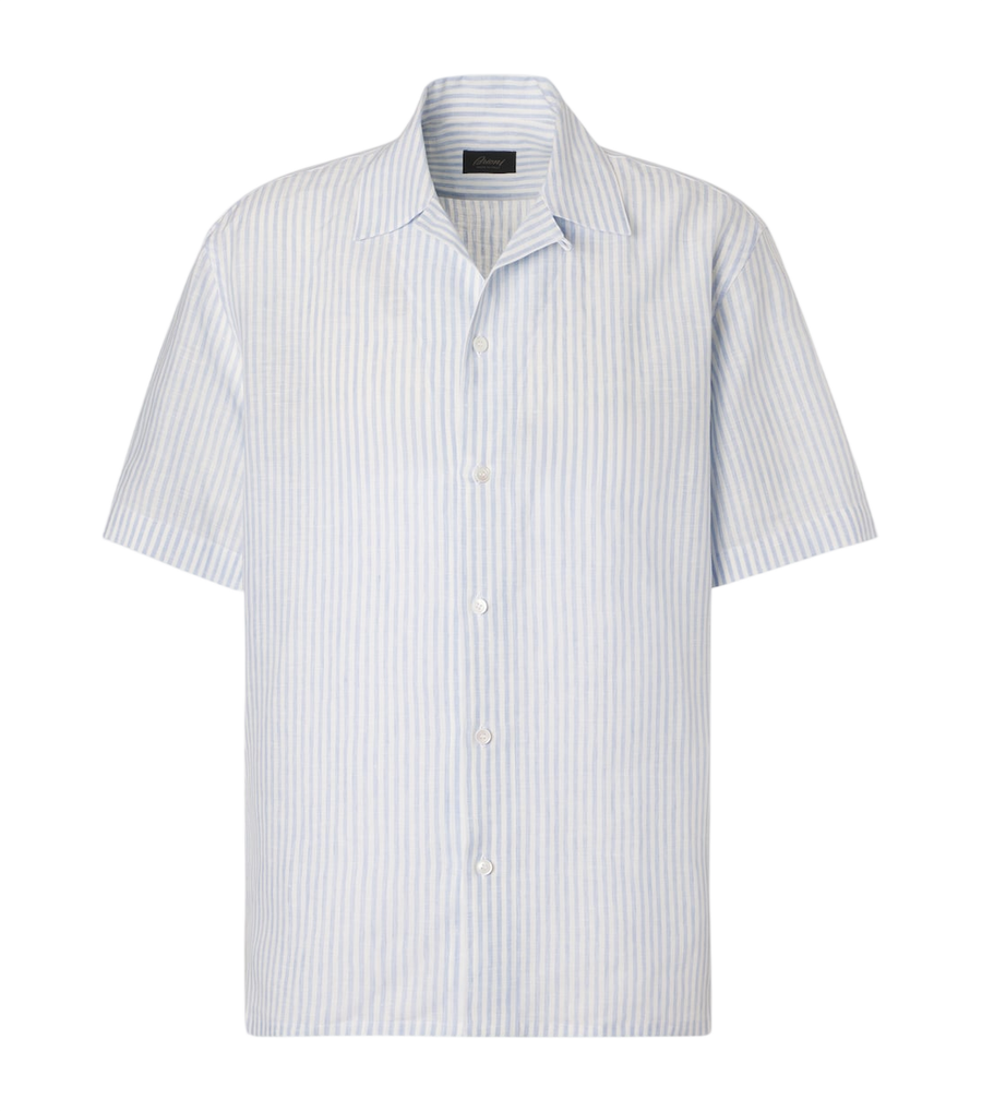 Brioni Striped linen bowling shirt