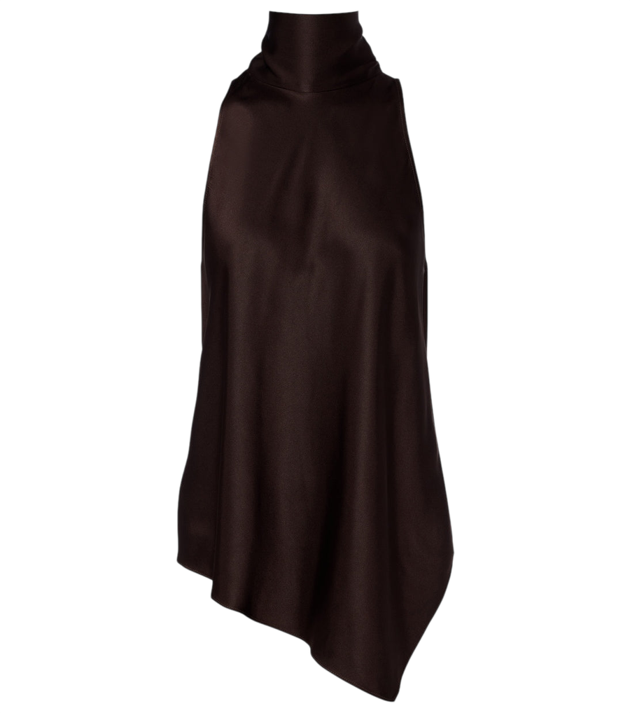 Haut asymétrique en satin de soie Brunello Cucinelli