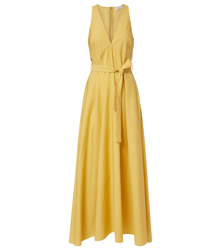 Brunello Cucinelli Belted cotton-blend maxi dress