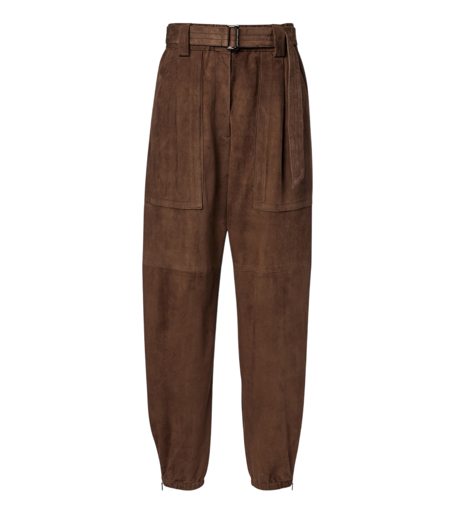 Brunello Cucinelli Belted suede tapered pants
