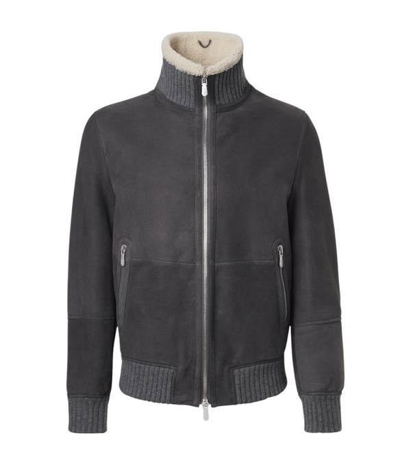 Brunello Cucinelli Cashmere-trimmed shearling blouson jacket