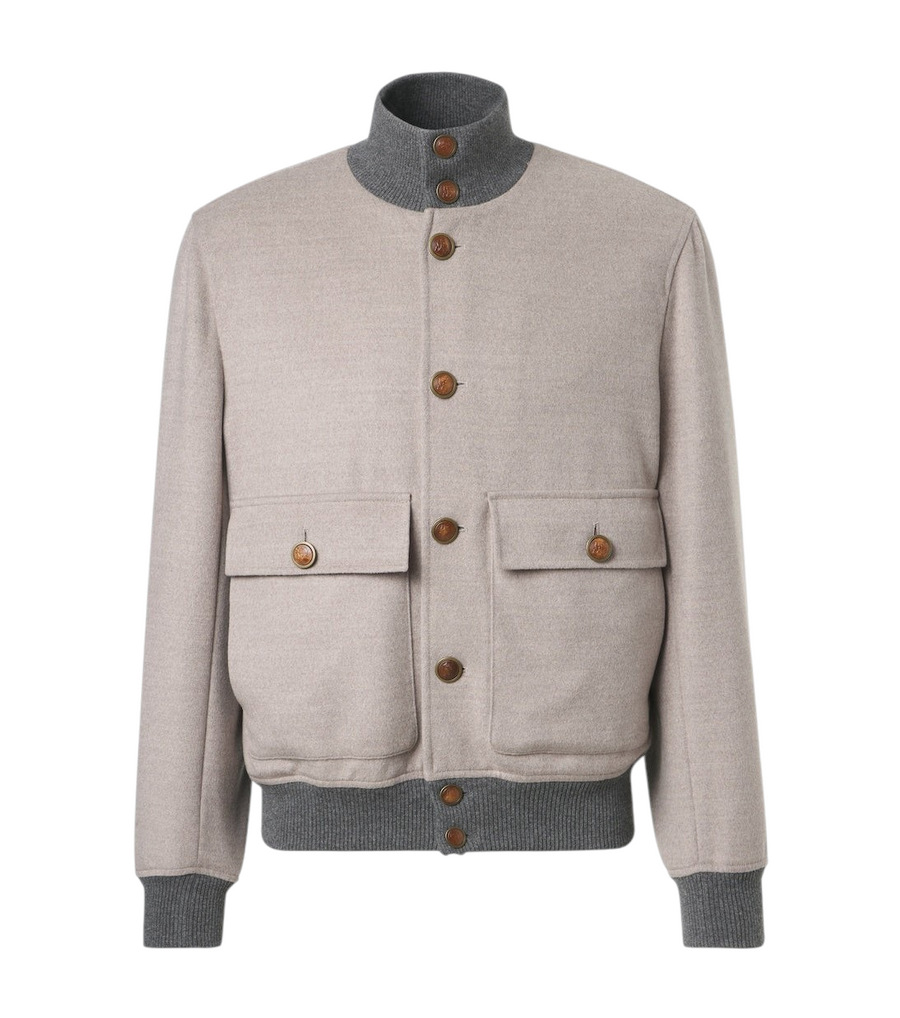Brunello Cucinelli Cashmere-trimmed wool bomber jacket