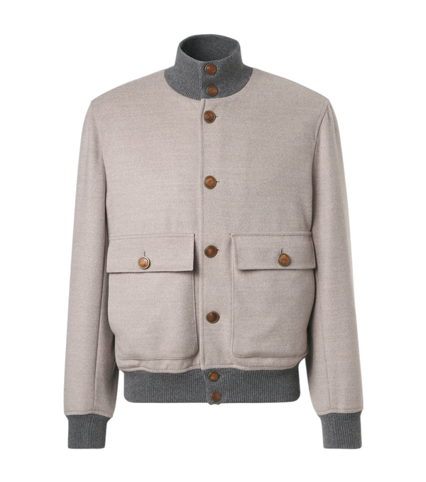Brunello Cucinelli Cashmere-trimmed wool bomber jacket