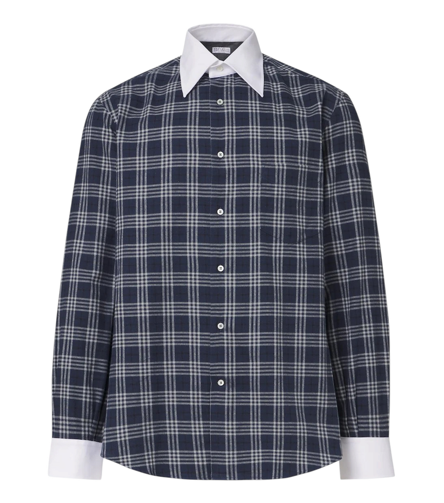 Brunello Cucinelli Checked cotton-blend flannel shirt