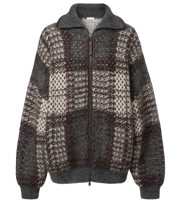 Brunello Cucinelli Checked sequined cardigan