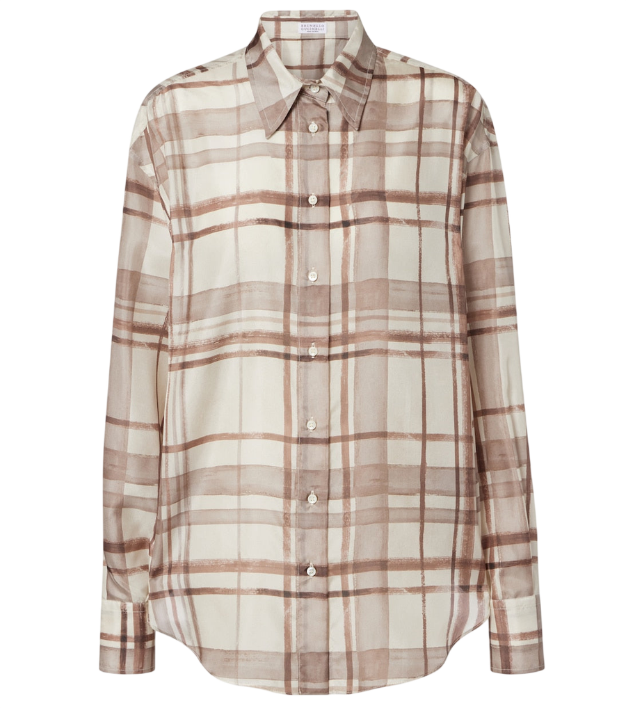Chemise en soie à carreaux Brunello Cucinelli