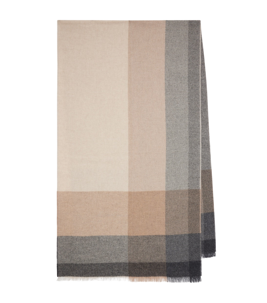 Brunello Cucinelli Checked wool and cashmere scarf