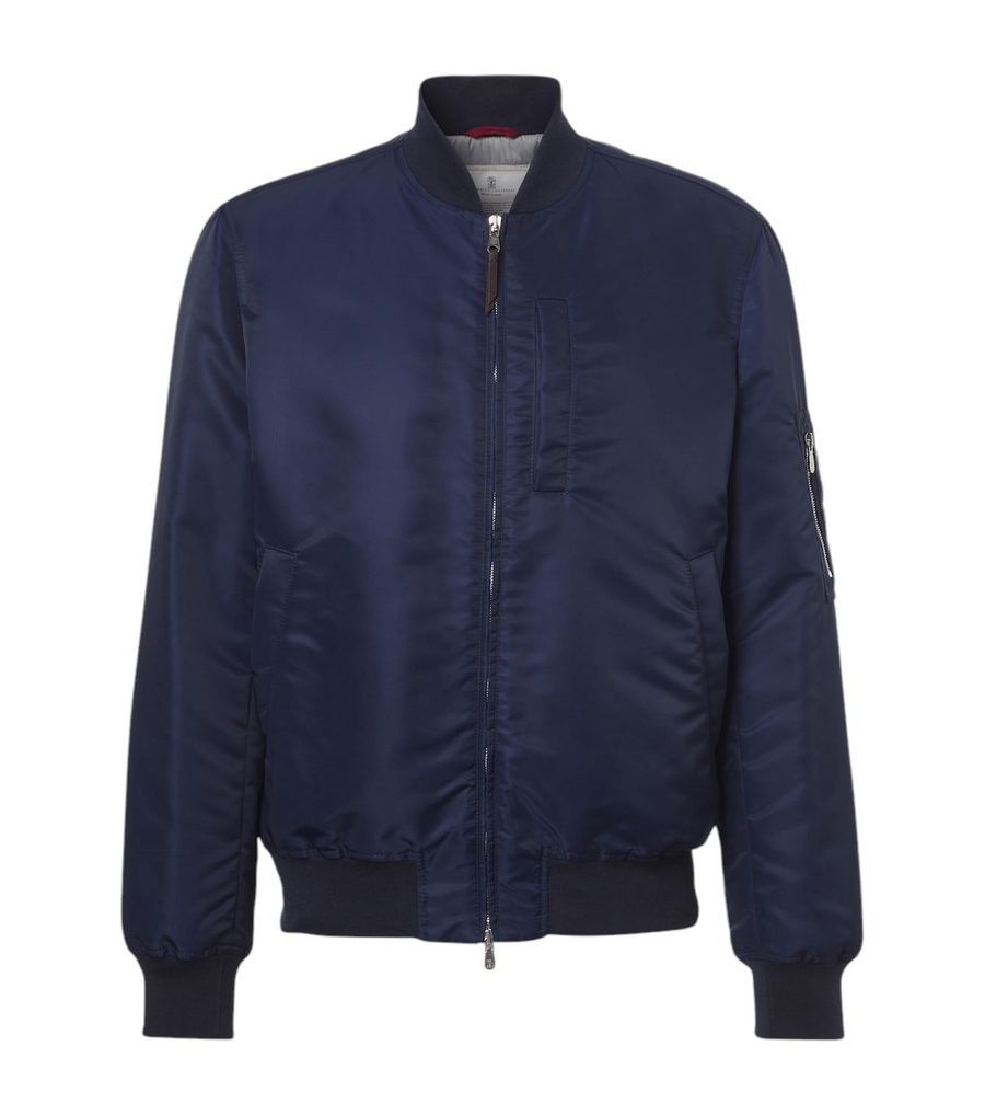 Brunello Cucinelli Cotton-trimmed bomber jacket