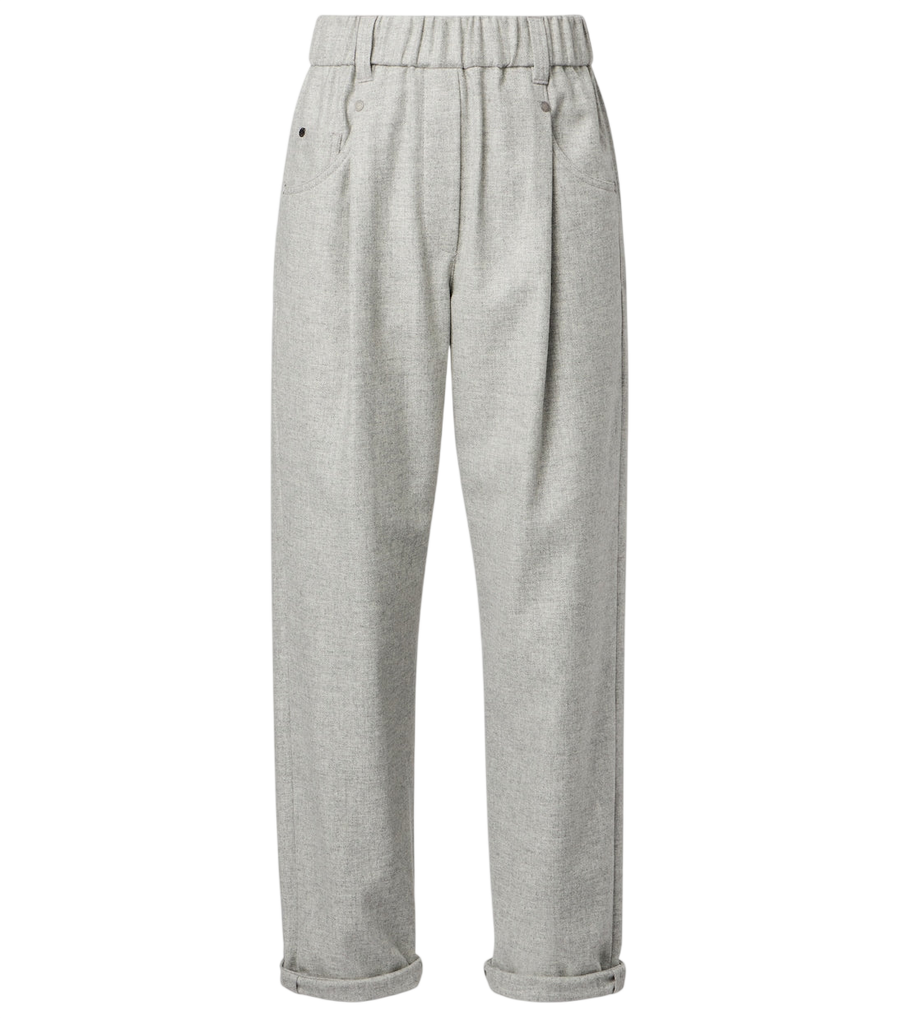 Brunello Cucinelli Cropped wool and cashmere straight pants