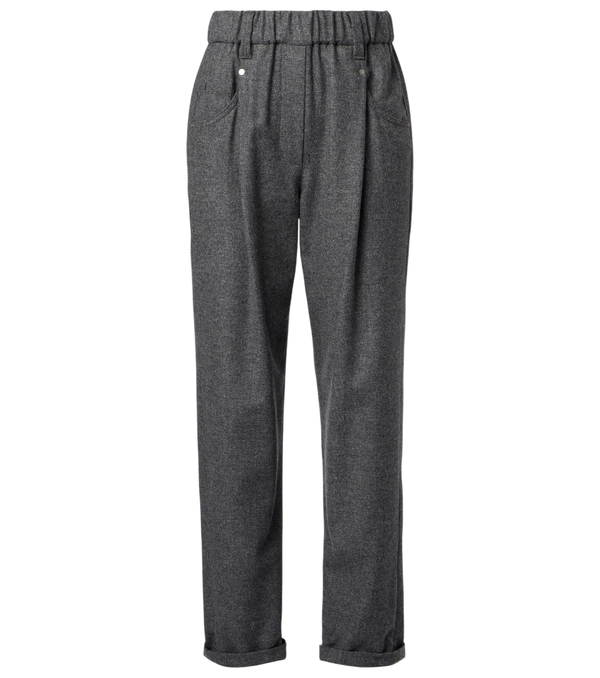 Brunello Cucinelli Cropped wool and cashmere straight pants