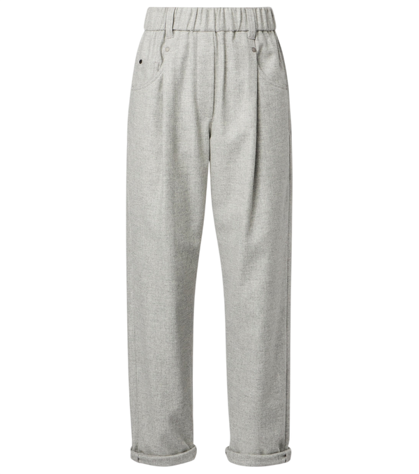Brunello Cucinelli Cropped wool and cashmere straight pants