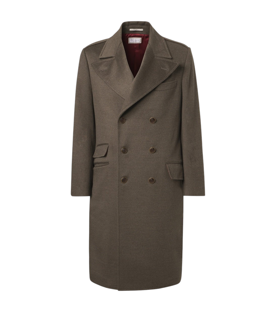 Brunello Cucinelli Double-breasted virgin wool overcoat