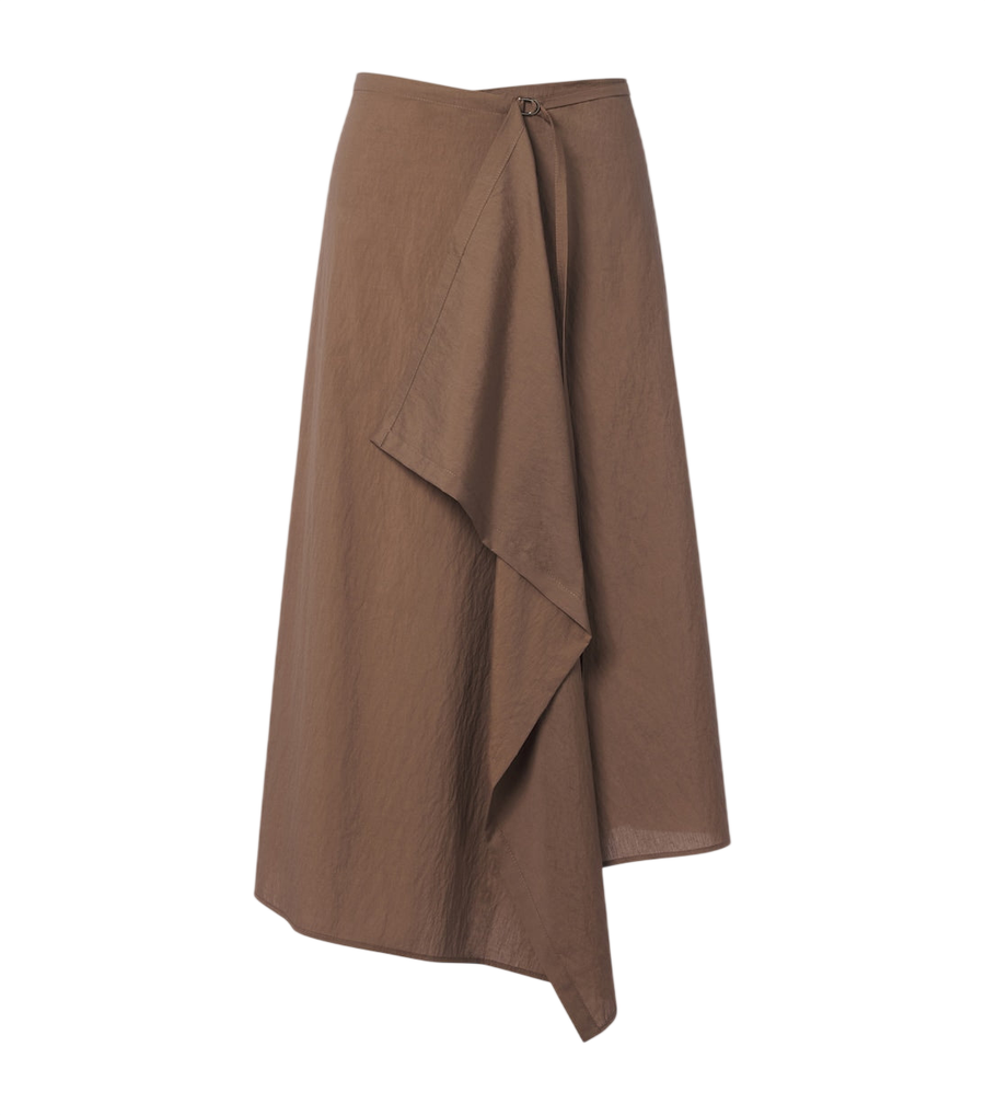 Brunello Cucinelli Draped cotton-blend wrap skirt