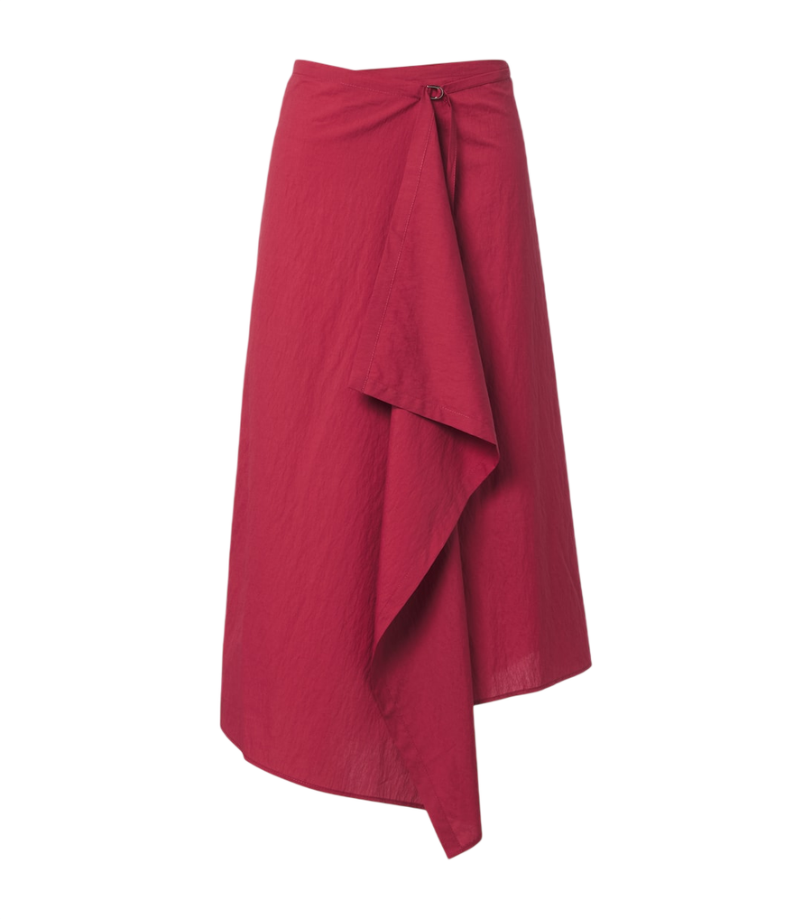 Jupe portefeuille drapée en mélange de coton Brunello Cucinelli