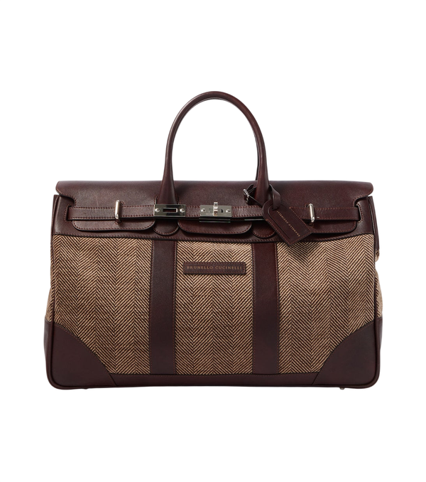 Brunello Cucinelli Borsa da viaggio con finiture in pelle a spina di pesce