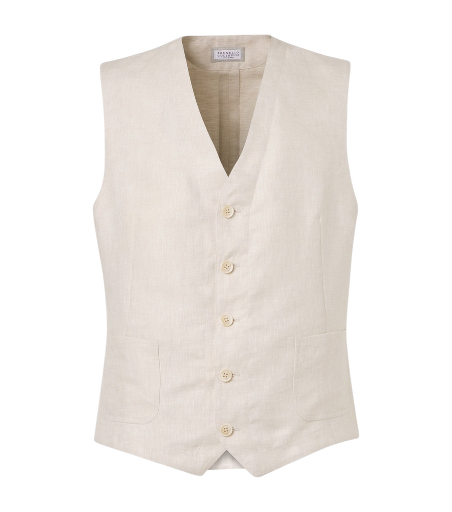 Brunello Cucinelli Herringbone linen vest