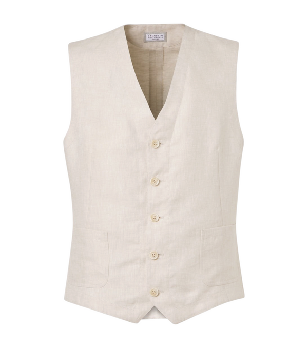 Brunello Cucinelli Herringbone linen vest