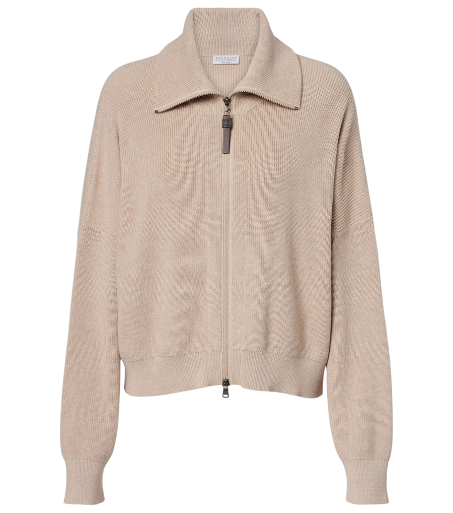 Brunello Cucinelli Knitted cotton blouson jacket