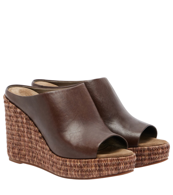 Brunello Cucinelli Leather espadrille wedges
