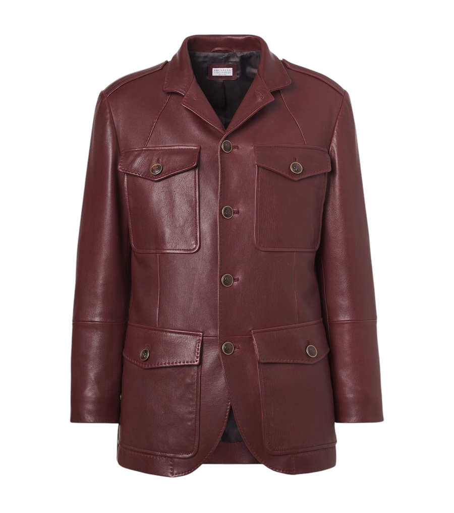 Brunello Cucinelli Leather field jacket