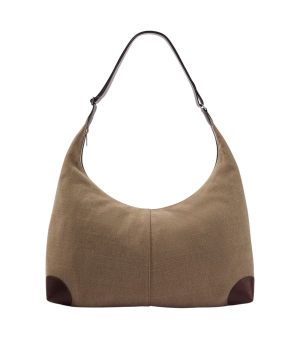 Sac bandoulière en toile garni de cuir Brunello Cucinelli