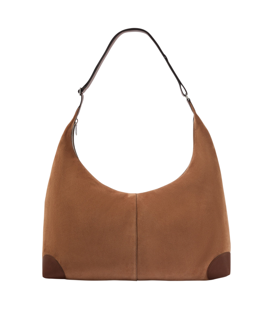 Brunello Cucinelli Leather-trimmed suede shoulder bag