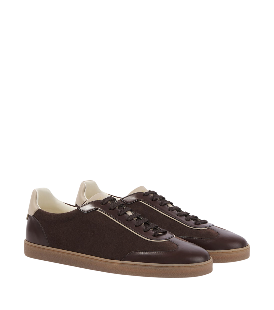 Brunello Cucinelli Leather-trimmed suede sneakers