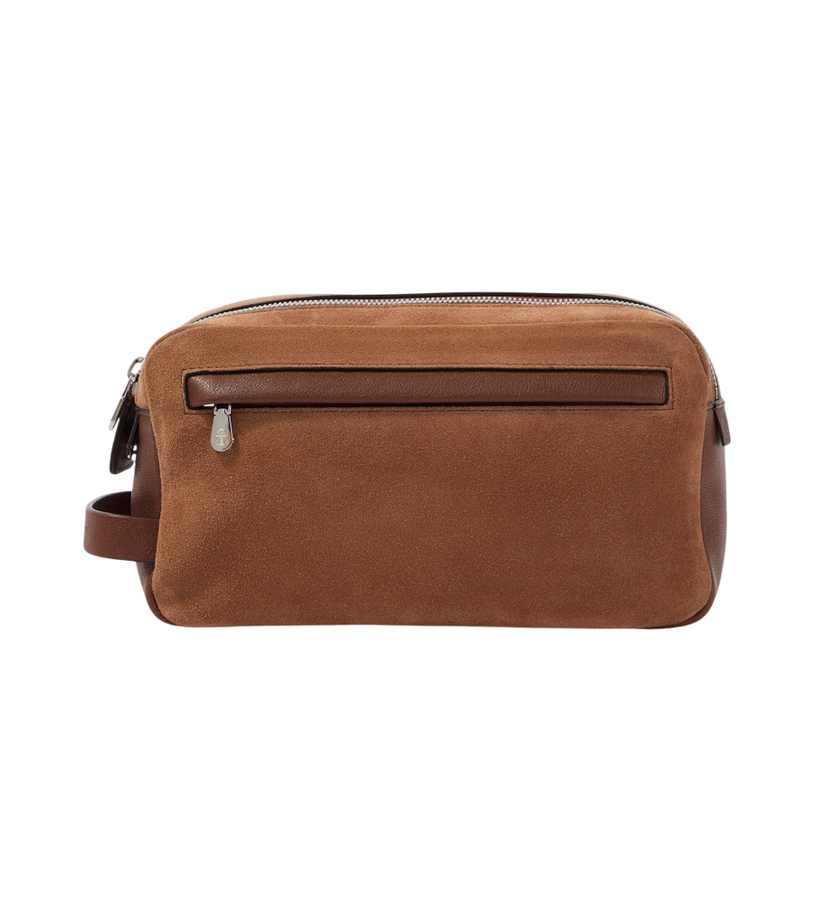Brunello Cucinelli Leather-trimmed suede toiletry bag
