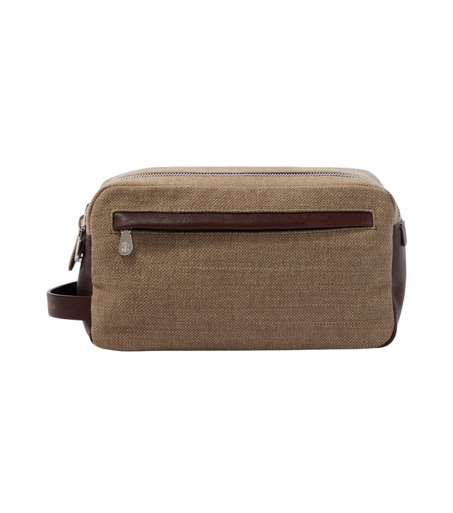 Brunello Cucinelli Leather-trimmed toiletry bag