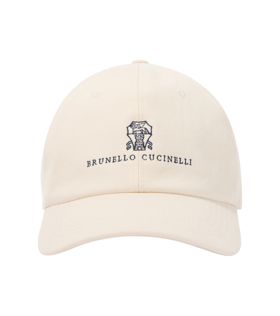 Brunello Cucinelli Logo leather-trimmed twill baseball cap