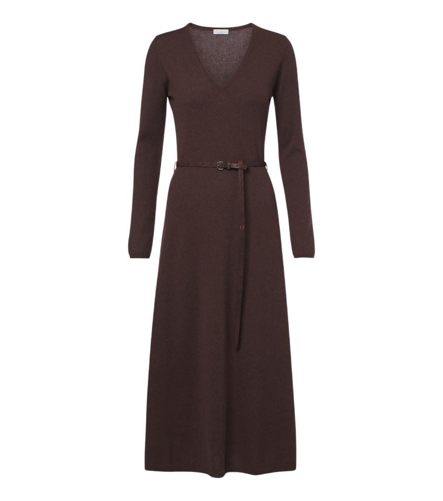 Brunello Cucinelli Monili belted cotton midi dress