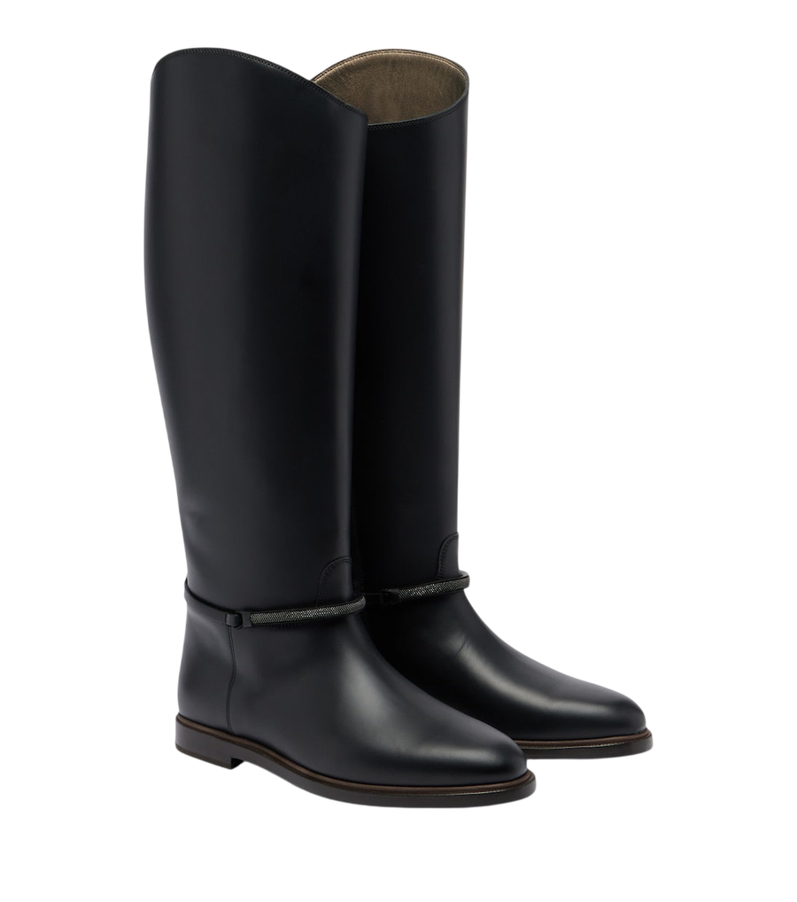 Brunello Cucinelli Monili leather knee-high boots
