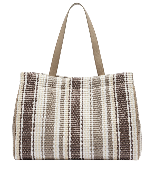 Brunello Cucinelli Monili Medium striped raffia tote bag
