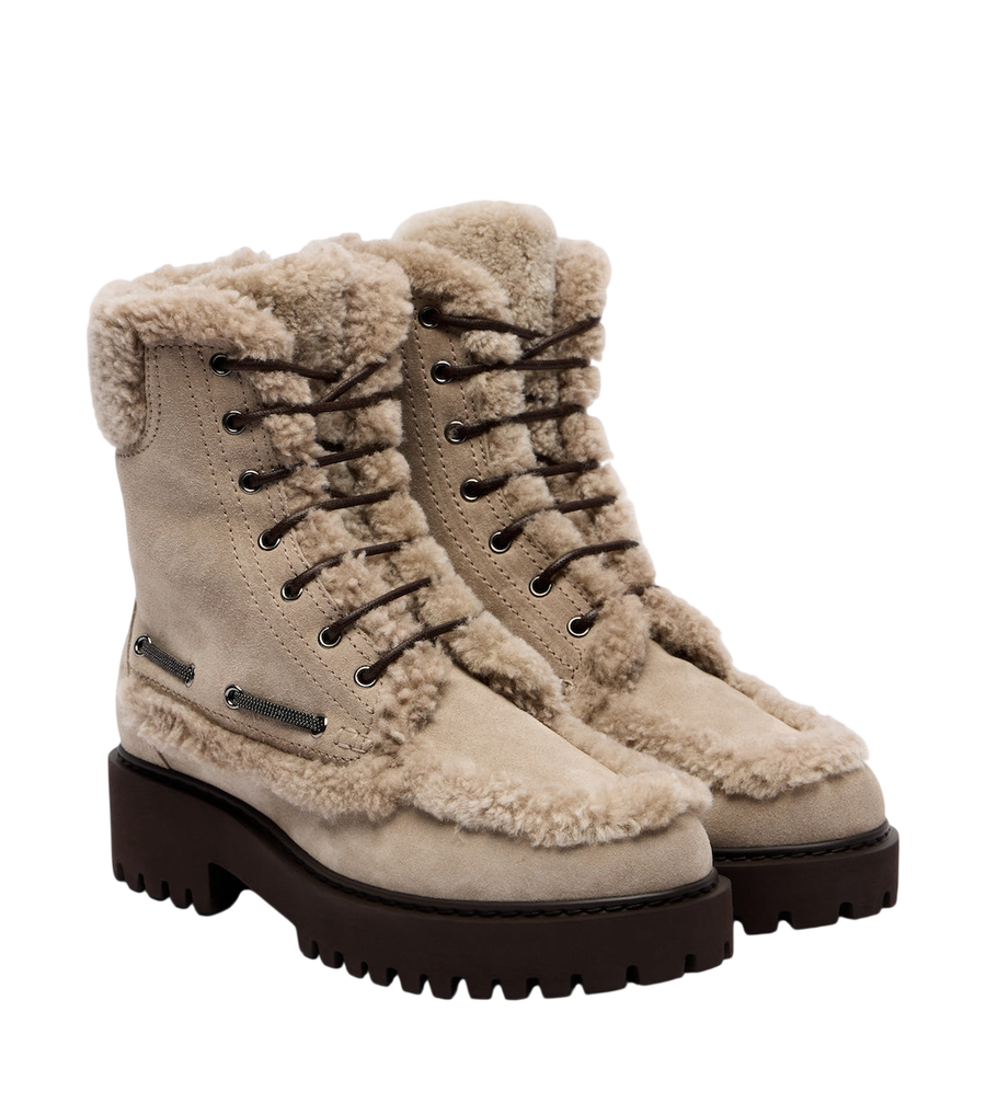 Brunello Cucinelli Monili shearing-lined suede lace-up boots
