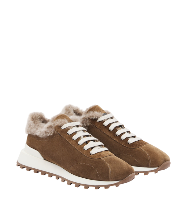 Brunello Cucinelli Monili shearling-lined suede sneakers