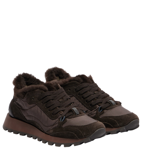 Brunello Cucinelli Monili shearling-trimmed sneakers