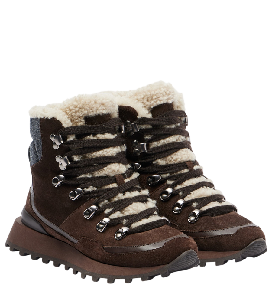 Brunello Cucinelli Monili shearling-trimmed suede ankle boots