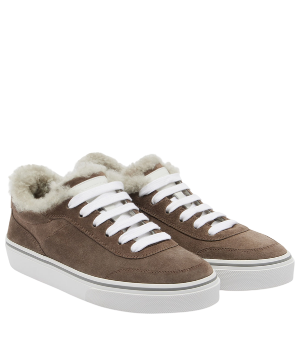 Brunello Cucinelli Monili shearling-trimmed suede sneakers