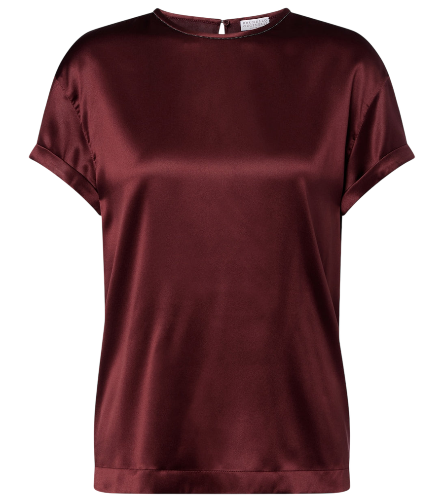 Camiseta de satén mezcla de seda Monili de Brunello Cucinelli