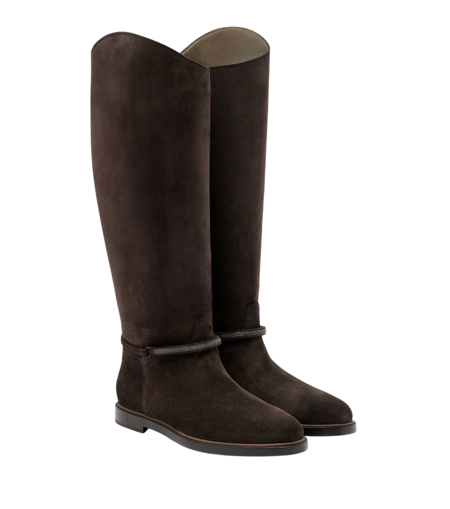 Brunello Cucinelli Monili suede knee-high boots