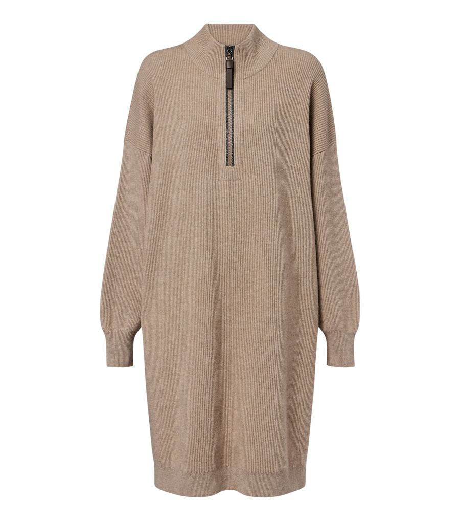 Minivestido de lana, cachemir y seda con Monili de Brunello Cucinelli