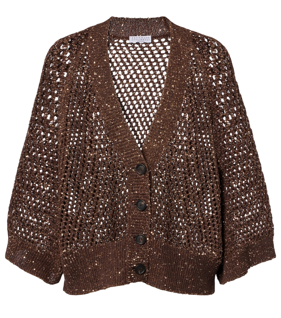 Brunello Cucinelli Open-knit sequined cardigan