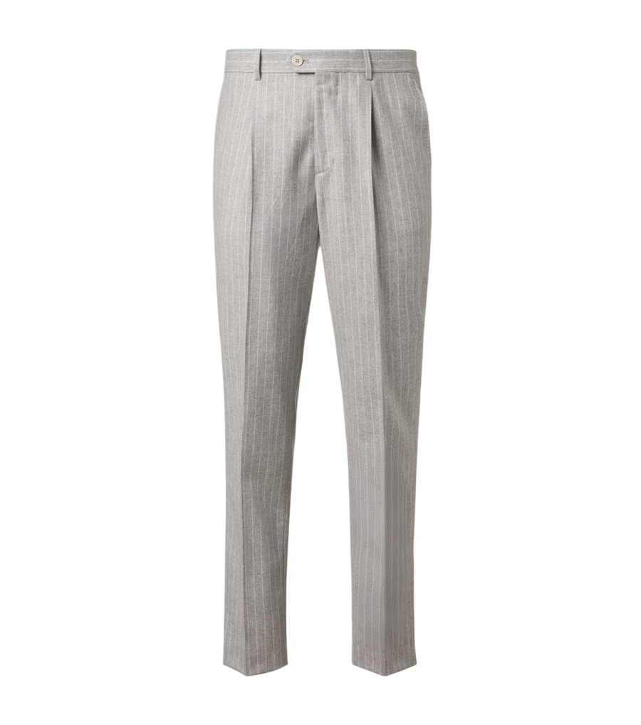 Brunello Cucinelli Pinstripe wool and cashmere tapered pants