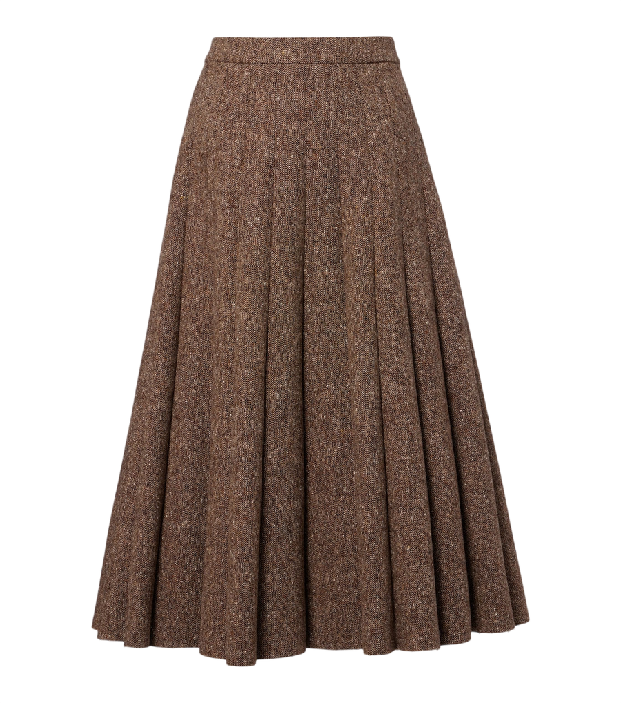 Brunello Cucinelli Pleated wool-blend tweed midi skirt
