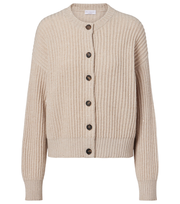 Brunello Cucinelli Ribbed-knit cashmere and wool-blend cardigan
