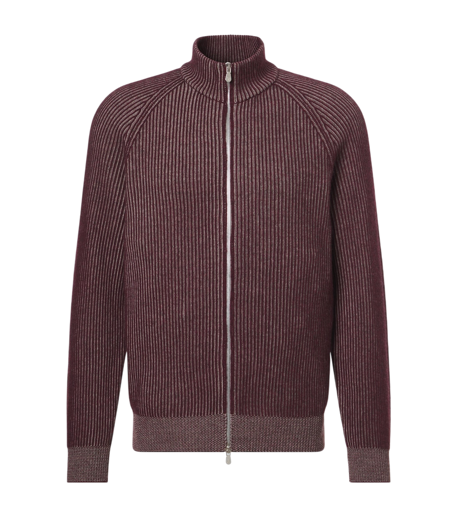 Brunello Cucinelli Ribbed-knit cashmere zip-up cardigan