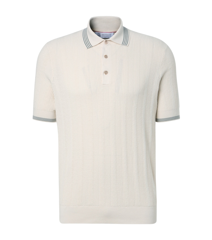 Brunello Cucinelli Ribbed-knit cotton polo shirt [white-bg-v2:4d28c78c-32ae-4de3-8515-d077db99d9d7]