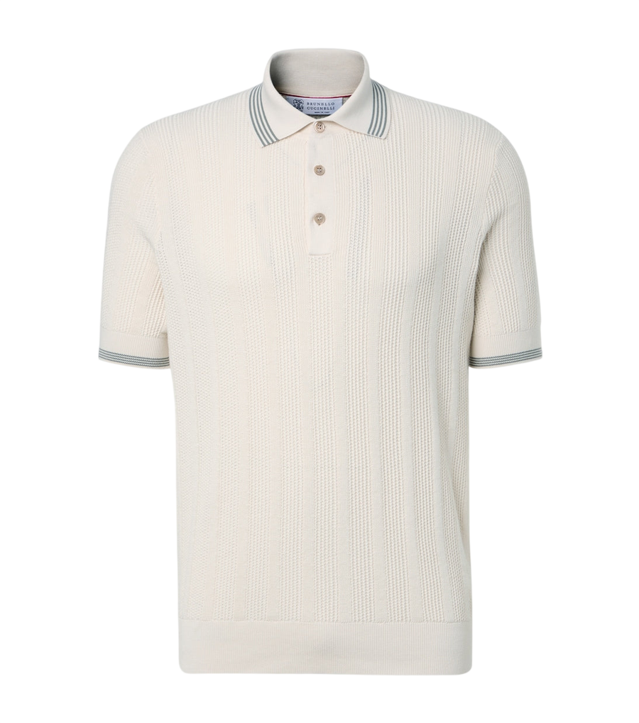 Brunello Cucinelli Ribbed-knit cotton polo shirt