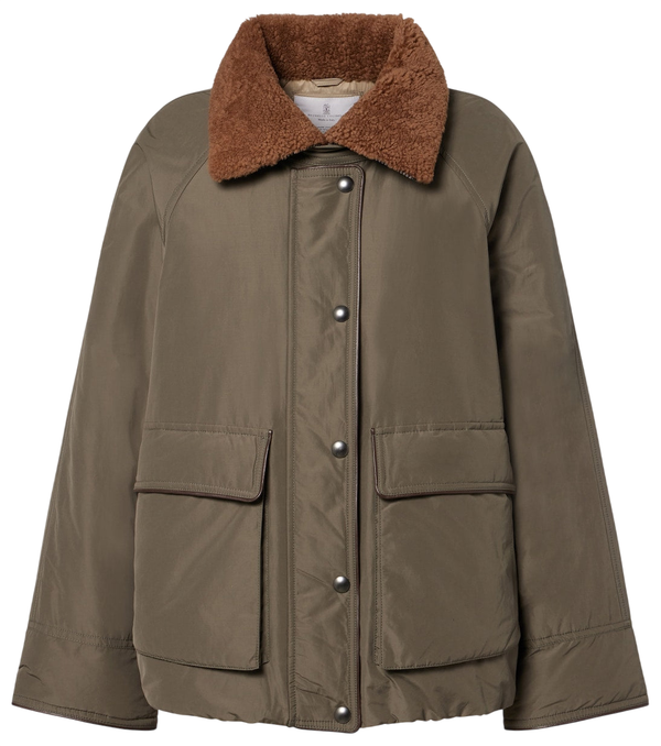 Brunello Cucinelli Shearling-trimmed cotton-blend jacket